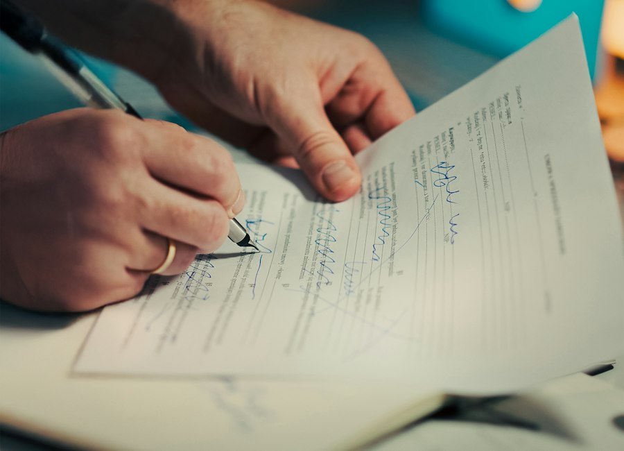 Signing an approved registration document